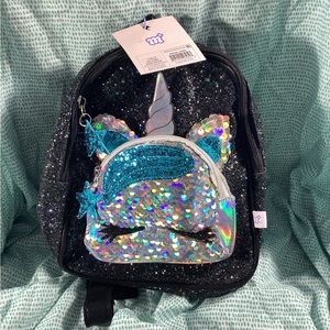 Girls Black Unicorn Backpack